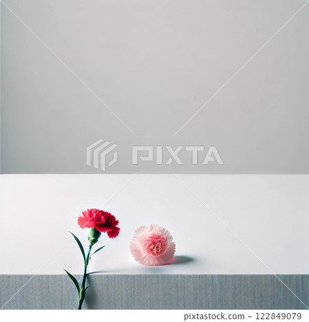 white background and pink carnations 122849079