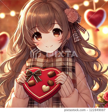 A young lady with a present 122849087