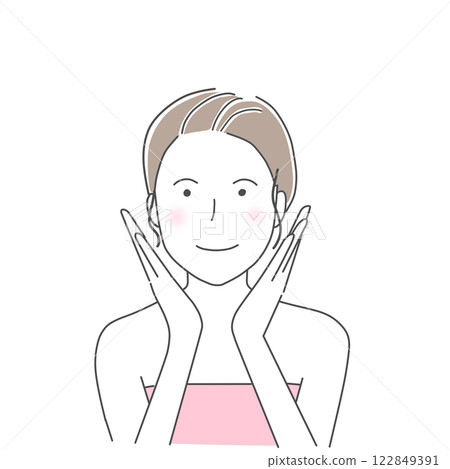 微笑的女人做皮膚護理 122849391