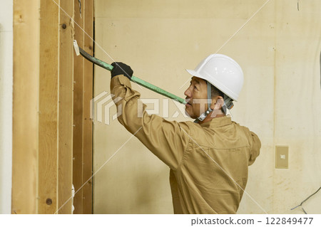 A male demolition worker working 122849477