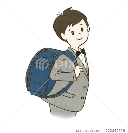 小學男孩背著書包 122849619