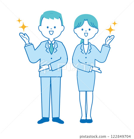 穿著耀眼西裝的男女引導 122849704