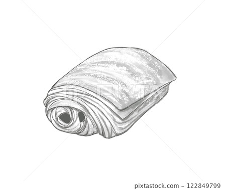 Monochrome illustration of pain au chocolat (chocolatine) 122849799