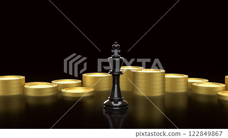 The Black king chess and coins for Business concept 3d Rendering. The Black king chess and coins for Business concept 3d Rendering. 122849867