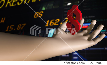 The Dollar symbol in hand for Business concept 3d Rendering. 122849878
