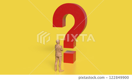 The RED Question mark on yellow Background 3d Rendering. 122849900