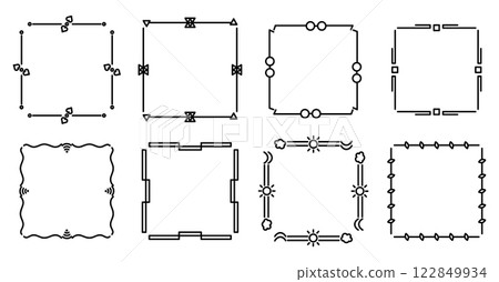 Eight dividers set arranged in a square pattern, each creating a clean division for a crisp, organized look. Perfect for use in digital and print design projects 122849934