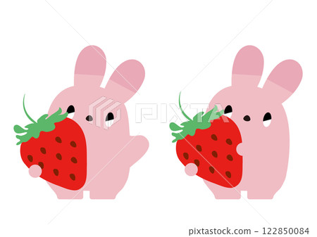 叼著草莓的兔子_無表情01 叼著草莓的兔子_無表情01 122850084