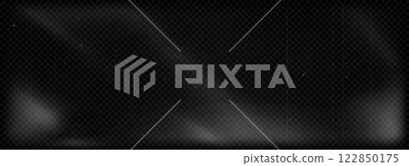 Aged grain film overlay. Black and white grain noir movie background. Grunge scratched noise dust texture. Old photo filter with light leak, fibers, flecks. Vector grit nostalgic cinematic backdrop 122850175