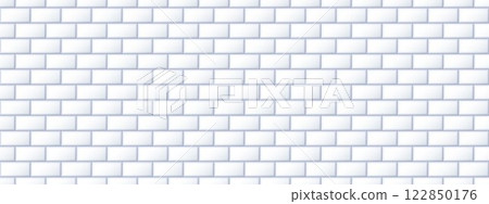 Seamless grey tile pattern. Rectangle ceramic tiled texture for bathroom wall, kitchen floor, pool surface. Repeating light mosaic grid background. Repeated white brick wallpaper. Vector backdrop 122850176