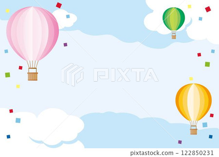 Frame balloon summer sky simple background copy space banner wallpaper illustration material 122850231