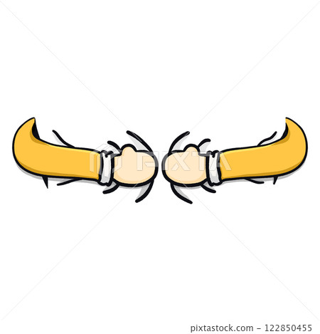 Hugging hands and crease background isolated illustration, cartoon hugging circle frame design 122850455