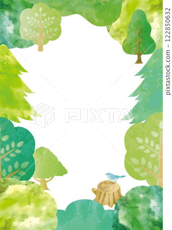 Frame watercolor hand-drawn green landscape summer texture background design illustration material Frame watercolor hand-drawn green landscape summer texture background design illustration material 122850632