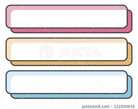 Set of 3 manga-style horizontal frames for POP: rounded corners and stripes 122850638