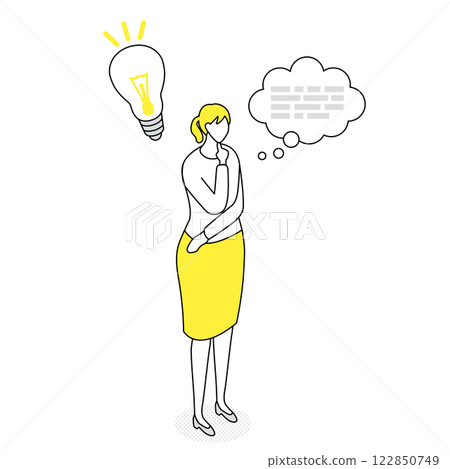 Thinking woman, inspiration, thinking, business, simple illustration 122850749
