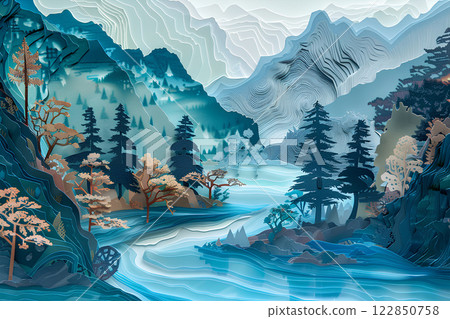 China Jiuzhaigou Yellow Dragon paper craft 122850758