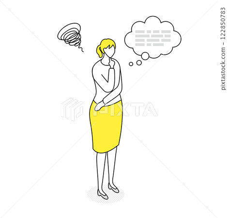 憂心忡忡的女人，想法，生意，簡單的插圖 122850783