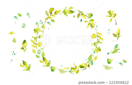 Watercolor. Vector illustration of eucalyptus in watercolor style. Decorative frame of leaves painted in watercolor. 122850822