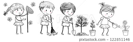 Children Engaged in Outdoor Activities 122851146