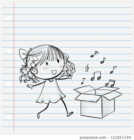 Joyful Girl with Musical Box 122851149