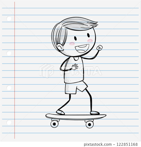Happy Child Skateboarding on Notebook Happy Child Skateboarding on Notebook 122851168