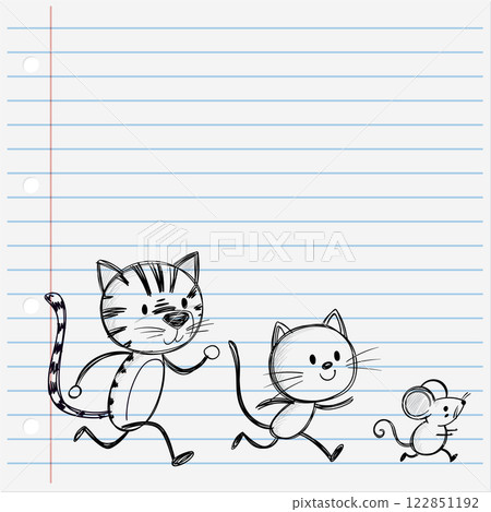 Playful Animals on Lined Paper Playful Animals on Lined Paper 122851192