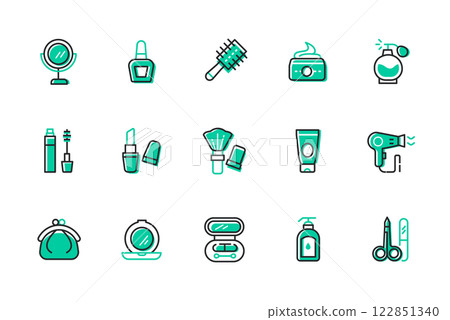 Cosmetics and beauty - set of line design style icons Cosmetics and beauty - set of line design style icons 122851340