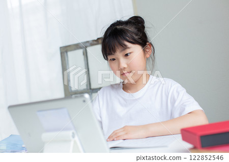 Children studying online Children studying online 122852546