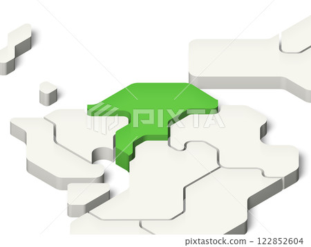 Map of Japan Fukuoka Prefecture (transparent background, with shadow) 122852604