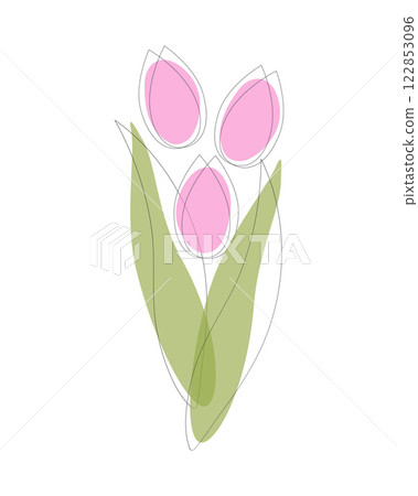 Tulip bouquet, stylized illustration of pink tulips for holiday design, wedding, valentines day, mothers day. Tulip bouquet, stylized illustration of pink tulips for holiday design, wedding, valentines day, mothers day. 122853096