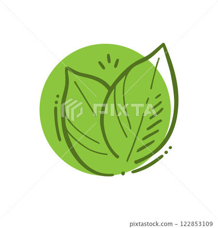 Logo eco friendly, green on white background with an outline of leaves. Concept of green ecology, clean ecology, environmentally friendly products, environmental friendliness. Logo eco friendly, green on white background with an outline of leaves. Concept of green ecology, clean ecology, environmentally friendly products, environmental friendliness. 122853109