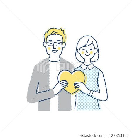 Couple holding a heart together 122853323