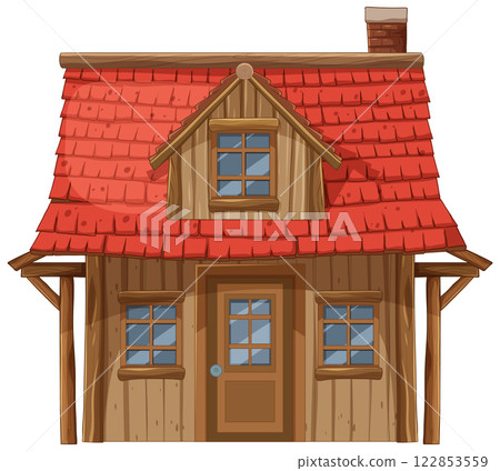 Charming Wooden House with Red Roof Charming Wooden House with Red Roof 122853559