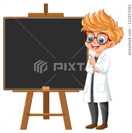 Young Scientist with Chalkboard 122853562