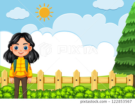 Child Exploring a Sunny Forest Scene 122853567