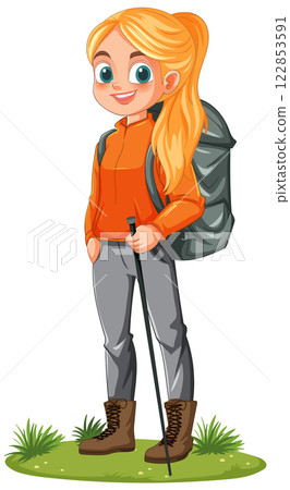 Adventurous Girl Ready for Hiking 122853591