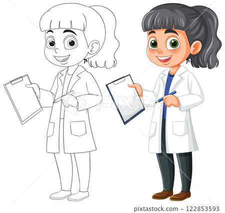 Young Scientist with Clipboard Illustration 122853593