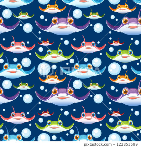 Colorful Stingrays in Ocean Bubbles 122853599