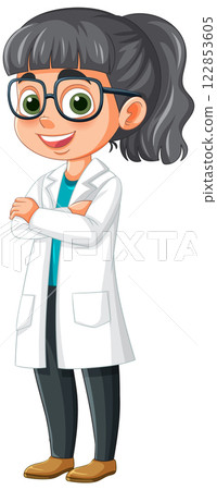Confident Female Scientist Cartoon Illustration Confident Female Scientist Cartoon Illustration 122853605