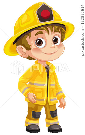 Young Firefighter in Yellow Gear 122853614