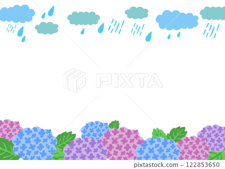 雨季雨和繡球花插圖框架/背景材料 雨季雨和繡球花插圖框架/背景材料 122853650