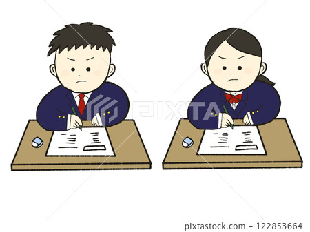 圖解:一名學生正在努力準備考試(西裝外套) 圖解:一名學生正在努力準備考試(西裝外套) 122853664