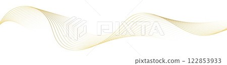 Golden line wave, abstract wavy curves, luxury flow art ribbons, elegant decoration isolated on white. 122853933