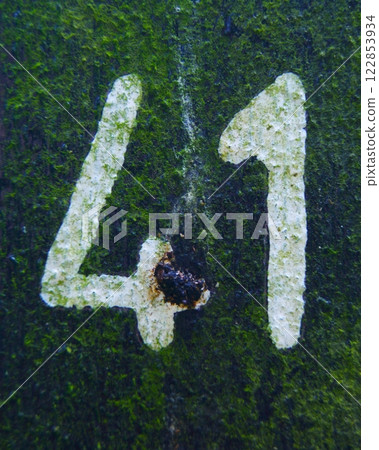 Number 41, White number on a dark background. Black and white old photo 122853934