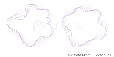 Abstract wavy frames set, colorful flowing borders isolated on white. 122853935
