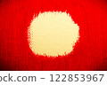 Red background with a white round area for text 122853967