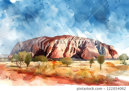 世界遺產:澳洲艾爾斯岩(水彩風格) 世界遺產:澳洲艾爾斯岩(水彩風格) 122854062
