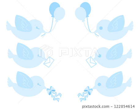 Bird carrying balloon, letter and ribbon Bird carrying balloon, letter and ribbon 122854614