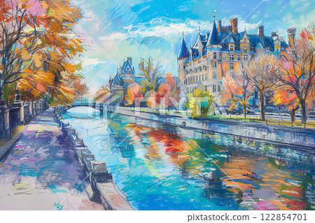 World Heritage Rideau Canal Canada (Pastel painting) 122854701