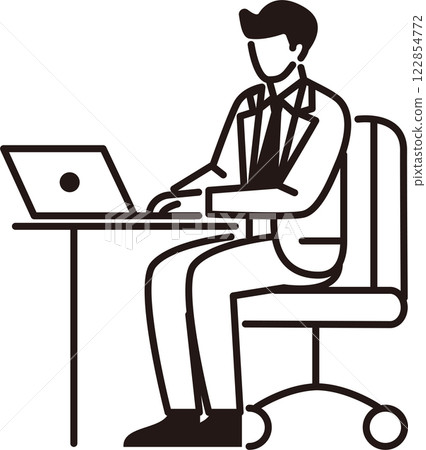 人物,男性,商務,筆記型電腦,工作,西裝,線條,象形圖,圖示,簡單,插畫素材 人物,男性,商務,筆記型電腦,工作,西裝,線條,象形圖,圖示,簡單,插畫素材 122854772